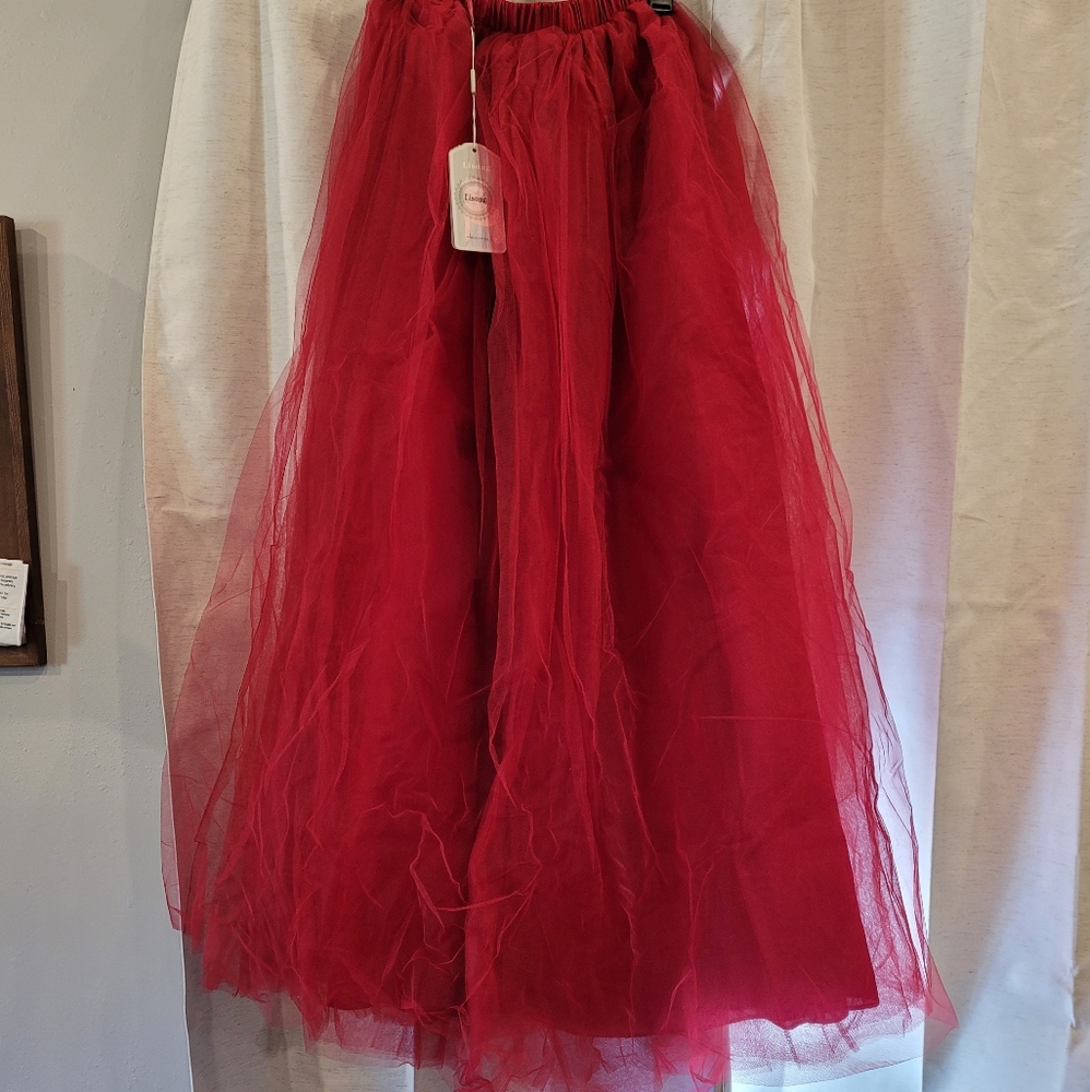 Womens red tulle skirt